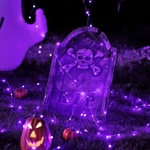JMEXSUSS 200 LED Purple Fairy Lights Plug in, 8 Modes Purple Halloween Lights Indoor Outdoor with Wheel, 66 ft Remote Control Christmas String Lights for Halloween Thanksgiving Christmas Party Gift - color: Purple, size: 66FT 200LED