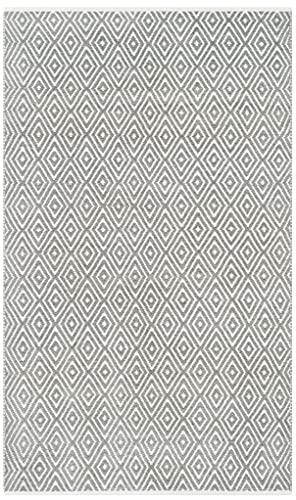SAFAVIEH Boston Collection 3' x 5' Grey BOS682E Handmade Flatweave Cotton Area Rug - color: Grey, size: 3' x 5' (Rectangular)