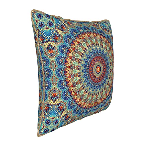 Boho Mandala Floral Velvet Throw Pillow Covers Home Deco Pillowcase Square Pillow Case Cushion Cover for Bed Sofa Living Room Car Indoor and Outdoor 18"X18" - color: Boho Mandala, size: 18" x 18" (Pack of 1)