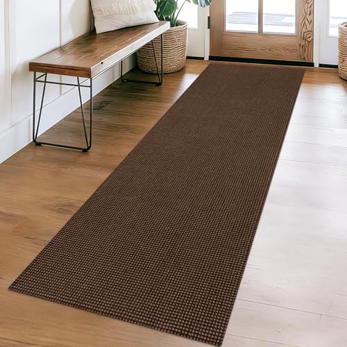 Runners for Hallways 2x6 ft Washable Kitchen Runner Non Slip Rubber Backed Hall Runners Cotton Entryway Runner Rugs Floor Carpet for Indoor Backdoor Bedroom Kitchen(Dark Brown/Coffee) - color: Dark Brown/Coffee, size: 2x6