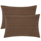 PHF 100% Cotton Waffle Pillow Shams Standard Size, 2 Pack 20" x 26" Soft Skin-Friendly Pillowcases, No Filling, Aesthetic Woven and Breathable Waffle Weave Pillow Case Covers for Bed, Chocolate - color: Chocolate, size: 26" x 20" (Pack of 2)