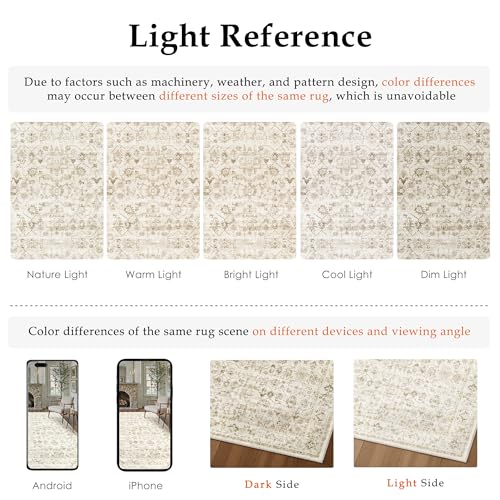 2x6 Beige Washable Neutral Runner Rug for Living Room Soft Floral Non Slip Runner Area Rug Modern Low Pile Stain Resistance Indoor Carpet Doormat Hallway Kitchen Stair Bedroom Bathroom - color: Neutral | Beige, size: 2'x6'