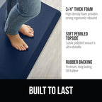 GORILLA GRIP Comfortable Cushioned Kitchen Mats for Floor, 70x24, Waterproof and Stain Resistant Soft Top, 3/4 Inch Thick Ergonomic Standing Desk Anti Fatigue Mat, Foam Supports Feet, Navy Blue