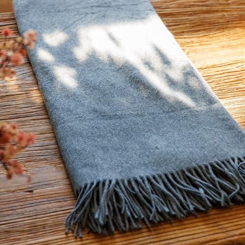 Fishers Finery 100% Pure Cashmere Fringe Throw, 445 GSM Weight, with Gift Box (Smoke Grey) - color: Smoke