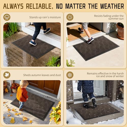 Yimobra Large Door Mat 47x24, All-Weather Waterproof Non-Slip Welcome Matt Outdoor, Heavy Duty Non Slip Doormat for Entryway for Patio and Garage Indoor, Easy Clean, Brown - color: Brown, size: 47x24 Inch