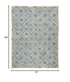 SAFAVIEH Cape Cod Collection Area Rug - 6' x 9', Natural & Blue, Handmade Flat Weave Diamond Braided Jute & Denim, Ideal for High Traffic Areas in Living Room, Bedroom (CAP354A) - color: Natural/Blue, size: 6' x 9' (Rectangular)