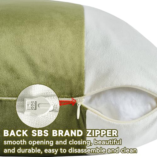 AmHoo Pack of 2 Velvet Panel Cotton Pillow Covers Decorative Pillowcase Cushion for Couch Sofa Bedroom 20 x 20-Inch Olive Green - color: Olive Green, size: 20" x 20" (Pack of 2)