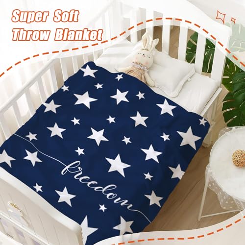 YeeJu Patriotic Throw Blanket for Kids Small 4th of July Memorial Day Fourth of July Blanket for Girls Boys Child Baby Couch Bed White Blue Star Blankets Independence Veteran Day Blanket 40x50 - color: Flag-05, size: 40"x50"