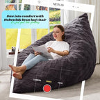 Hobestluk 3 in 1 Bean Bag Chair Giant Bean Bag Chairs for Adults with Plaid Cover Convertible Bean Bag Floor Cushion with Machine Washable Cover for Living Room (Plaid Dark Grey) - color: Jet Grey