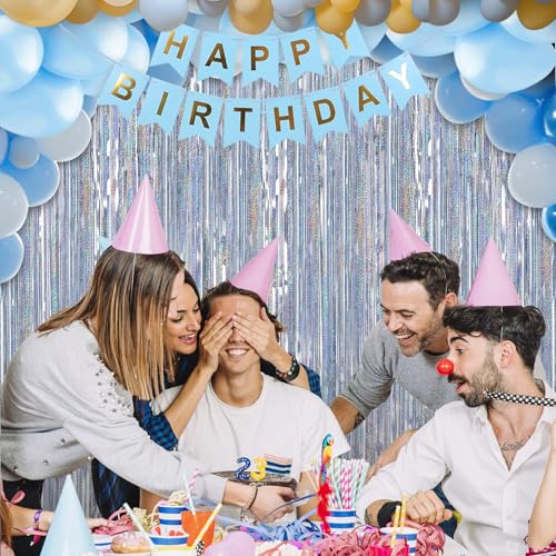 Crosize 2 Pack 3.3 x 9.9 ft Laser Silver Foil Fringe Curtains Party Decorations,Tinsel Curtain Backdrop for Parties, Door Streamers, Glitter Streamer Backdrop for Birthday Decoration - color: Laser Silver, size: 2 Pack