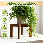 2 Pack Wood Plant Stand, Indoor Outdoor Sturdy Brown Flower Pot Holder Modern Plant Shelf Rattan Flower Plants Stool Elegant Home Decor for 5-18 Inch Pots Patio Variety Pots Easy Assembly