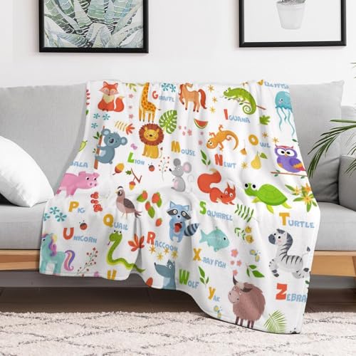 Animal Alphabet ABC Blanket,Cartoon Toddler Nature Forest Lion Tiger Education Learning Plants Flowers Animals Blanket for Couch Sofa Bed Decorative Gifts 30x40 - color: Blanket-27, size: 30"x40"