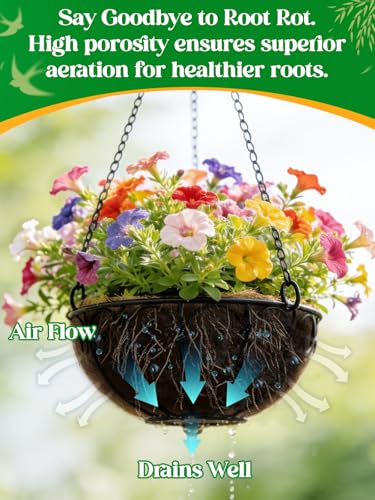 ANPHSIN 4Pcs 14inch Coconut Liners for Hanging Baskets Planters - Made of 100% Natural Coco Coir Fiber, Thick Breathable Round Liner for Outdoor Porch Garden Flower - size: 14in