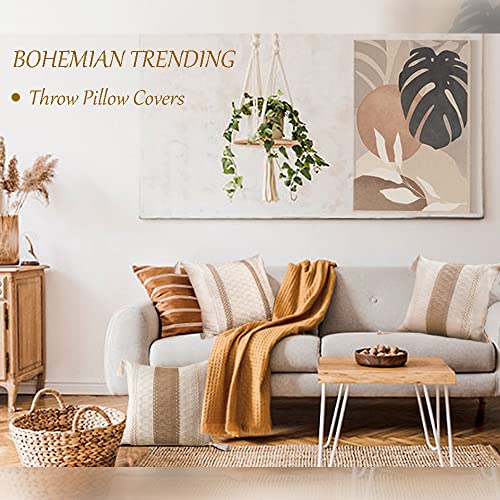 DadyMart DUKYMIK Lumber Woven Farmhouse Accent Decorative Throw Pillow Cover for Couch Sofa - 12 x 20 Inches Pillow Shems for Couch, Sofa, Car, Patio and Home Decor (Double Stripe) - color: 1 Pack Double Stripe 12"x20"