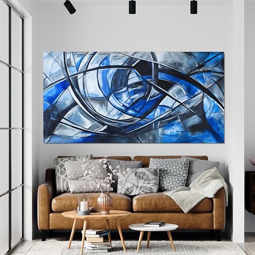 Abstract Wall Art Decor Wall Art Pictures for Living Room Abstract Canvas Art Wall Decor Modern Blue Wall Art Prints Artwork for Walls Black and White Wall Art Decorations Home Office Decor 20" X 40" - color: JYQ-01S, size: 40"L x 20"W