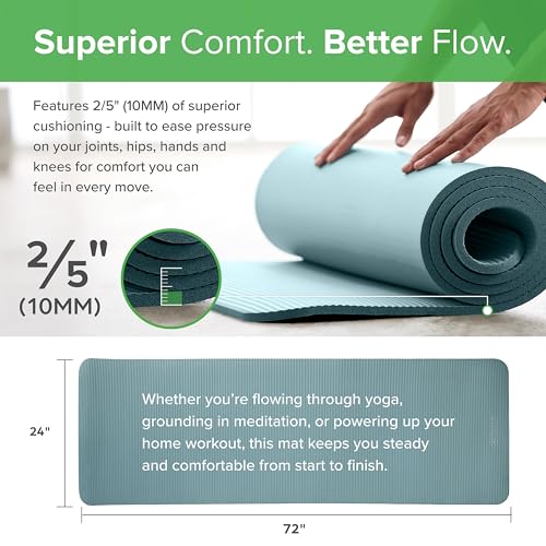 Gaiam Yoga Mat, Pilates & Exercise Mat, Thick Mat 2/5" (10mm) Workout Mat with Easy-Cinch Carrying Strap for Home & Gym Workouts - color: French Rose