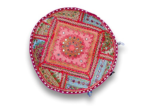 The Harry Creations Decorative Patchwork Comfortable Indian Ottoman Ethnic Cotton Cushion Bean Bag Designs Floor Embroidered Pouf Cover (Alteration-Mirror, 18"x13") - color: Alteration-mirror, size: 18"x13"