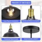 1-Pack Pendant Light Fixtures, Industrial Hanging Light with Metal Shade, Farmhouse Pendant Lighting for Kitchen Island, Hallway, Dining Room, Black & Gold - color: Metal Shade 1-Light (Black and Gold)