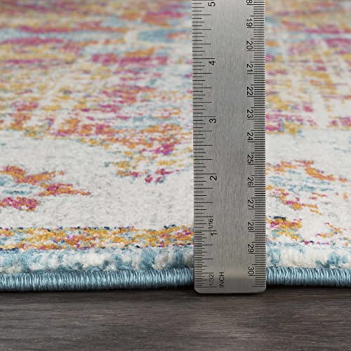Hauteloom Kaleidoscope Area Rug - Medallion Distressed Floral Border Faded - Traditional Oriental Turkish Transitional Boho - Beige, Mustard, Medium Gray, Multicolor, Cream - 2' x 2'11" - color: Peach, Mustard, Medium Gray / Hosking, size: 1'11" x 2'11" (