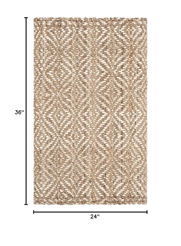 SAFAVIEH Natural Fiber Collection Accent Rug - 2' x 3', Natural & Ivory, Handmade Boho Farmhouse Woven Jute, Ideal for High Traffic Areas in Entryway, Living Room, Bedroom (NF185A) - size: 2' x 3' (Rectangular)