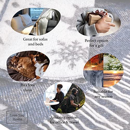 LYHome Merino Wool Blanket - Warm Throw for Cold Weather, Warmest Travel Outdoor Camping Blankets, Picnic Army and Military Throws, Comforter Soft & Cozy (55" x 79" Navy Blue with White Raindeers) - color: Navy Blue With White Raindeers