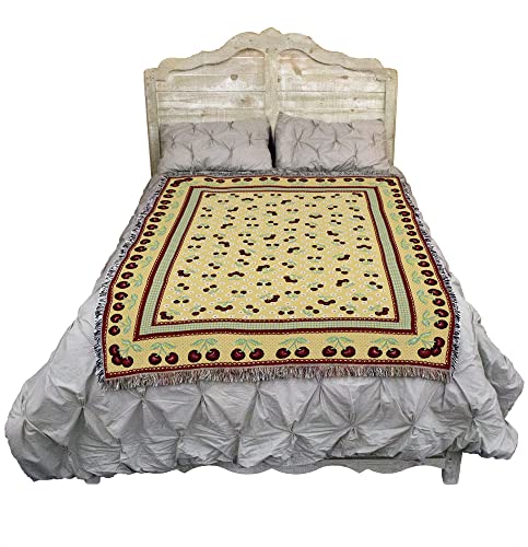 Pure Country Weavers Cherries Jubilee Blanket - Garden Floral Gift Tapestry Throw Woven from Cotton - Made in the USA (72x54) - color: Cherries Jubilee