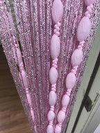 Door String Curtain Flat Silver Ribbon Thread with Shaggy Tassel Room Divider, 39’’x79’’ (Pink-style2) - color: Pink-style2