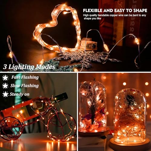 AIKEI 24 Pack LED Fairy Lights Battery Operated, Orange Thanksgiving Mini String Lights Waterproof 7ft 20 Led Firefly Starry Lights for Wedding Party Bedroom Garden Christmas Decoration Orange - color: Orange, size: 24PCS-STANDARD