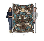 Pure Country Weavers William Morris Strawberry Thief Walnut Blanket - Arts & Crafts - Gift Tapestry Throw Woven from Cotton - Made in the USA (72x54) - color: Walnut, size: Large