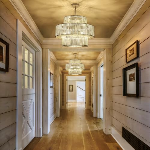 22" Farmhouse Rattan Chandeliers Large White Boho Light Fixtures for Dining Room Kitchen Island Living Room Foyer Hallway 5-Light - color: White, size: 22 Inch