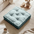 Intelligent Design Floor Pillow - Shredded Foam Filled Meditation & Yoga Cushion, Chenille Tufted, Handsewn Scalloped Edge, Oeko-TEX Certified, Azza, 20" x 20" x 5" Aqua - color: Aqua