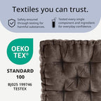 Intelligent Design Floor Pillow - Shredded Foam Filled Meditation & Yoga Cushion, Chenille Tufted, Handsewn Scalloped Edge, Oeko-TEX Certified, Azza, 20" x 20" x 5" Brown - color: Brown