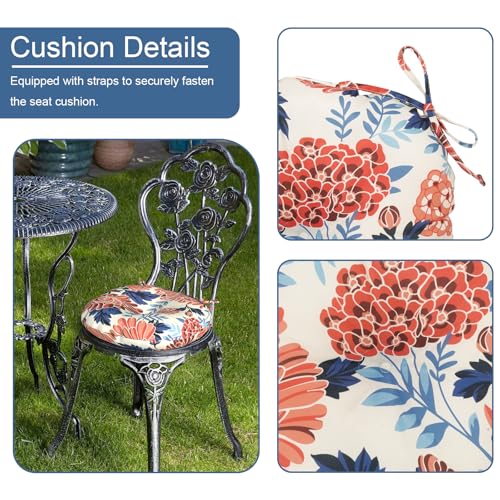 LVTXIII Outdoor Bistro Chair Cushions, 15"x15"x4" Round Patio Chair Cushions, All Weather Tufted Seat Cushions for Patio Furniture Use, Set of 2, Vibrant Blossom - color: Vibrant Blossom