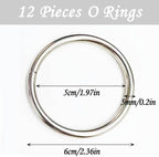 BetterJonny 12Pcs Metal Macrame Hoops Rings, 50mm Silver Thick Plant Hangers and Dog Collars for Home Decorations and DIY Crafts