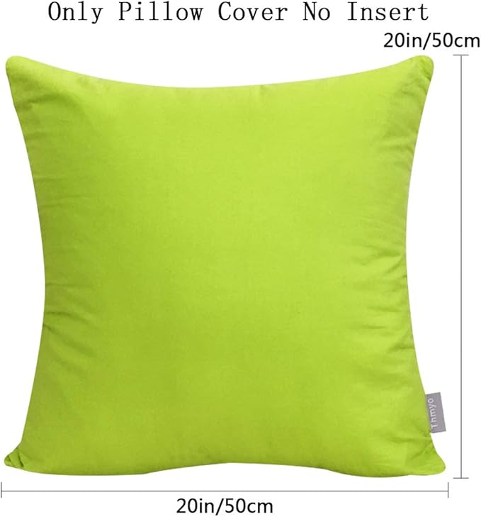Thmyo 4-Pack 100% Cotton Comfortable Solid Decorative Throw Pillow Case, Square Cushion Cover Pillowcase Sublimation Blank Pillow Covers DIY Throw Pillowcase for Sofa(20x20 inch/ 50x50cm,Light Green)