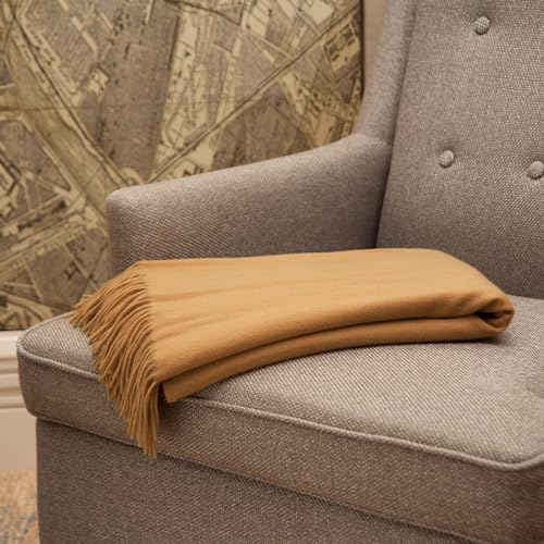 CUDDLE DREAMS Premium Cashmere Throw Blanket with Fringe, Luxuriously Soft (Camel) - color: Camel
