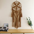 Dream Catcher Tapestry Boho Macrame Cotton Woven Handmade Bohemian Art with Tassel Craft Ornament for Bedroom Living Room Apartment Nursery 12x32 Inch - color: Brown
