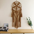 Dream Catcher Tapestry Boho Macrame Cotton Woven Handmade Bohemian Art with Tassel Craft Ornament for Bedroom Living Room Apartment Nursery 12x32 Inch - color: Brown