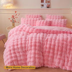 LIFEREVO Fluffy Faux Rabbit Fur Body Pillow Cover, Soft Cute Bubble Waffle Shaggy Plush Bed Body Pillowcase with Zipper Closure, Long 20"x54" Fuzzy Furry Pillow Case for Pregnancy Side Sleeper, Pink - color: Pink