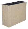 SAFAVIEH Outdoor - Rita Beige Wicker 3-Tier Plant Stand with Baskets, Vertical Flower Rack Planter Shelf for Patio, Balcony, Garden, 32.28"W x 11.02"D x 24.8"H (PAT7705B) - color: Beige