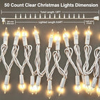 TIGOMOOV 50 Count Mini Clear White Christmas Lights-120V Plug-in End to End Connectable Incandescent String Lights,13FT White Wire -UL Certified Christmas Tree Lights for Indoor Outdoor Holiday Decor