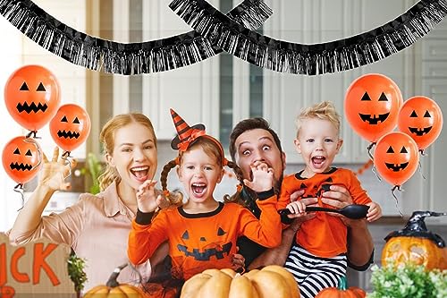 6 Packs 10 Feet Foil Fringe Garland Metallic Foil Tinsel Fringe Garland Wall Hanging Fringe Banner for Parade Floats, Wedding, Christmas，Birthday Party Halloween Decor (Black) - color: Foil Fringe Garland-black