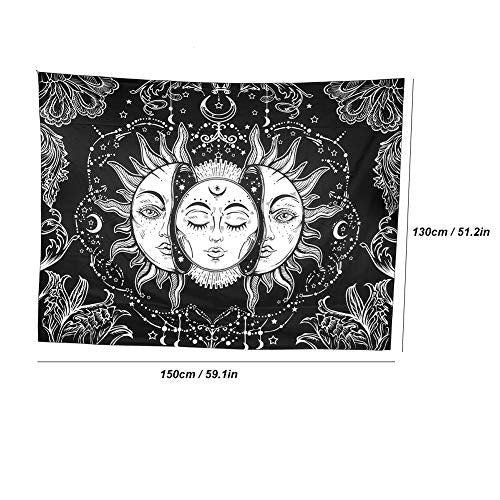 Phefop Bohemian Style Tapestry, Soft Polyester Fabric Wall Hanging Blanket with Digital Printing for Bedroom Living Room Decoration (150 * 130cm) - size: 150*130cm