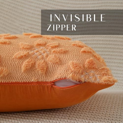 DFXSZ Spring Summer Pillow Covers 16x16 inch Set of 2 Farmhouse Decor White Flower Heart Sunflower Orange Soft Plush Faux Fur Jacquard Throw Pillows for Sofa Holiday Spring Home Decor PTK024H16 - color: Orange, size: 16" x 16" (Pack of 2)