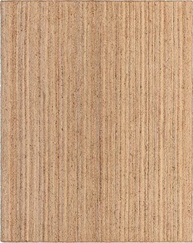 Rugs.com Hand Braided Jute Rug – 8' x 10' Natural Flatweave Rug Perfect for Living Rooms, Large Dining Rooms, Open Floorplans - size: 8' x 10'