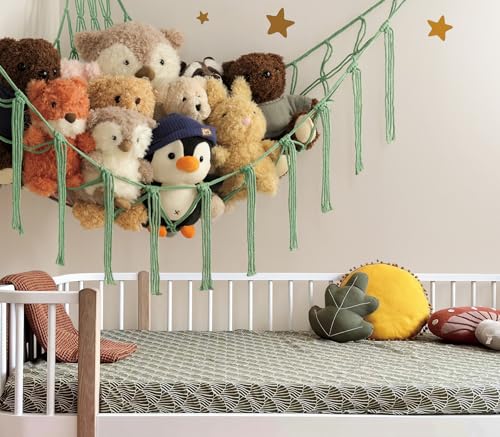 mirolam Stuffed Animal Hammock Corner Net for Toys Storage Hanging Stuff Animal Organizer Holder Matcha Green Room Bedroom Nursery Decor Organization - color: Matcha Green, size: Standard(41.5"L x 55.2"W x 41.5"H)
