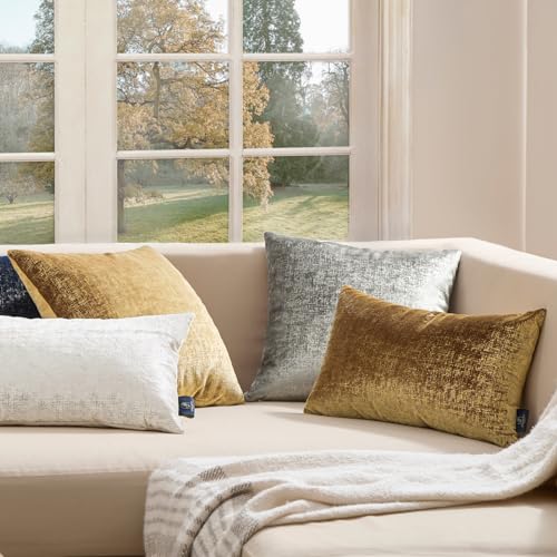 Phantoscope Pack of 2 Sparkling Velvet Decorative Solid Throw Decorative Pillow Cover Soft Gold Glitter Square Cushion Cover Pillowcase for Couch Bed and Chair, Gold, 18 x 18 inches, 45 x 45 cm - color: Gold, size: 18" x 18" (Pack of 2)