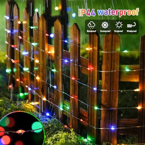 JMEXSUSS 200 LED Multicolor Fairy Lights Plug in, 66 ft Christmas Tree Light Outdoor Waterproof, 8 Modes Christmas Twinkle Lights for Bedroom Christmas Tree Decor - color: Multicolor, size: 66FT 200LED