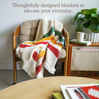 Prismatic Springs Striped Afghan Throw Blanket | Thick & Cozy | Cotton USA Made (73x48) - color: Prismatic Springs