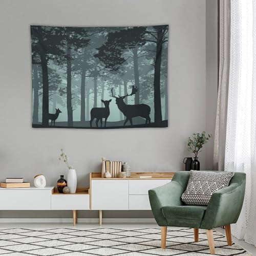 ZhiRain Rustic Forest Tapestry Wall Hanging Retro Farmhouse Cabin Lodge Tree Hunting Deer Vintage Country Tapestries Home Decor for Living Room Bedroom Apartment Dorm 30"x40" - color: Cabin-23, size: 30"L x 40"W